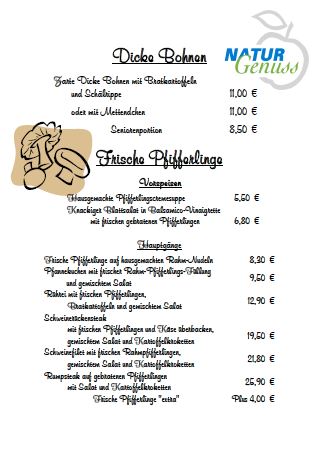 Hotel Restaurant Geschermasnn - Pfifferlingskarte